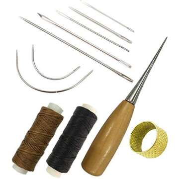 Sewing Needle Set with Waxed Thread and Tools