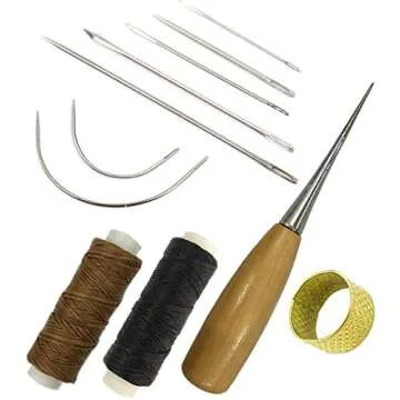 Sewing Needle Set with Waxed Thread and Tools