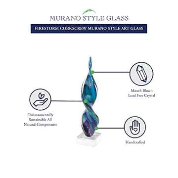 Murano Style Art Glass Firestorm Design in Corkscrew Shaped 18" Tall Centerpiece Including The Cryst...