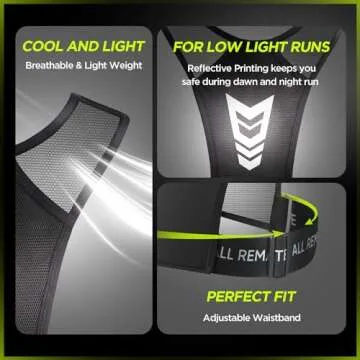 ALL REMATE Unisex Reflective Running Vest with 5 Pockets for Phones, Water bottles, Ear Bud Case, Keys, etc. Ventilative Adjustable Jogging Gear