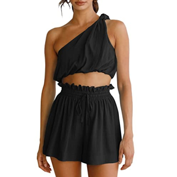 Imily Bela Women’s 2 Piece Outfits - Chic Summer Lounge Set with Paper Bag Shorts