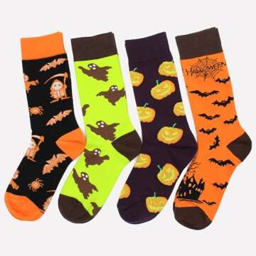 BLBJYPZX Halloween Socks for Men Women Boys Girls Gift, Fun Funny Cute Funky Cool Crazy Novelty Sill...