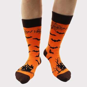 BLBJYPZX Halloween Socks for Men Women Boys Girls Gift, Fun Funny Cute Funky Cool Crazy Novelty Silly Cotton Crew Calf Socks