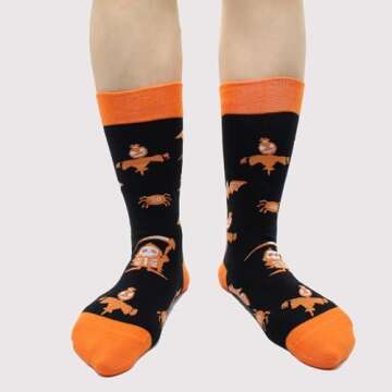 BLBJYPZX Halloween Socks for Men Women Boys Girls Gift, Fun Funny Cute Funky Cool Crazy Novelty Silly Cotton Crew Calf Socks