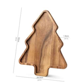 Wooden Serving Tray - Decorative Serving Platters and Trays Set of 2 Christmas Tree Shape Wood Platters for Entertaining, Breakfast, Coffee Table, Home Decor