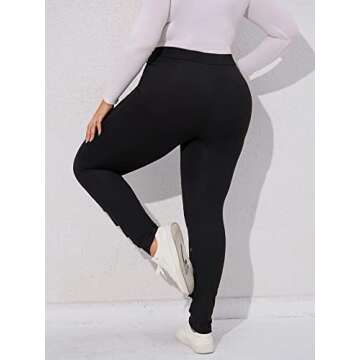 Floerns Women's Plus Size High Waist Ripped Leggings Yoga Active Pants Black Lace 1XL