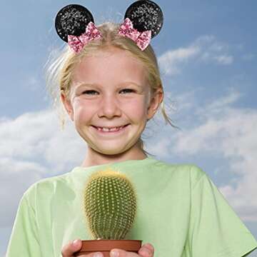 TACKMETER Kids Baby Girls Sequined Mouse Ears Clips Glitter Bow Ears Clips Halloween Hair Accessorie...