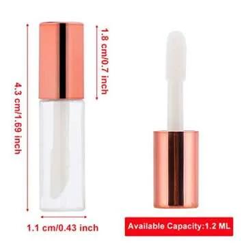 YIPINER Case of 90 packs, Empty Plastic Clear Lip Gloss Tubes Lip Balm Bottle Container Rose Gold Tr...