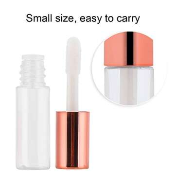 YIPINER Case of 90 packs, Empty Plastic Clear Lip Gloss Tubes Lip Balm Bottle Container Rose Gold Transparent 1.2ML Makeup Tool for Women (90 pcs, Rose Gold)