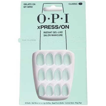 OPI xPRESS/ON Press on Nails | Short Round Light Solid Nail Art Press On Nails | With Nail Glue | Lo...