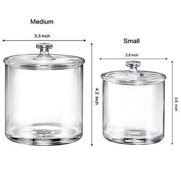 SheeChung 3-Pack Premium Quality Acrylic Qtip Holder Apothecary Jars Bathroom Vanity Organizer Canister for Qtips,Cotton Swabs&Vintage Farmhouse Decor Metal Vanity Tray(Black，2 Pack)