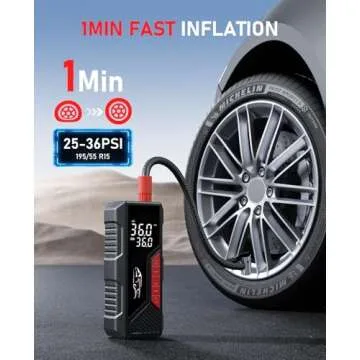 Aneson Tire Inflator Portable Air Compressor, Cordless Air Pump for Car Tire 150PSI, Electric Bike P...