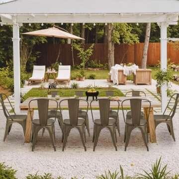 Furmax Metal Dining Chair Indoor Outdoor Use Stackable Classic Trattoria Chair Chic Dining Bistro Ca...