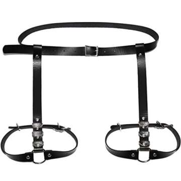Victray Women Gothic Waist Chain Belt Black Leather Leg Chains Punk Body Chains Thigh Chain Fashion ...