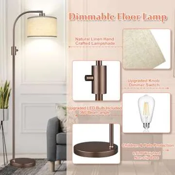 Stylish Dimmable Floor Lamp with LED Bulb Included