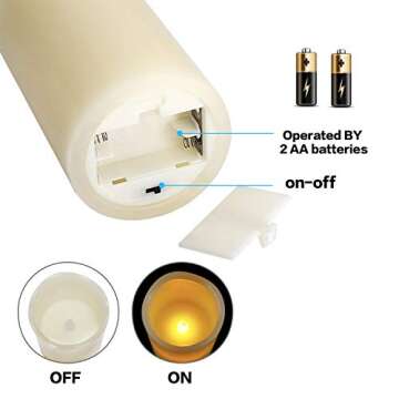 Flameless Battery Operated LED Candles:Real Wax Flickering Electric Candle with Remote Control and Timer Function for Decoration Christmas Wedding Birthday Party Outdoor Garden(Pack of 3,Ivory)