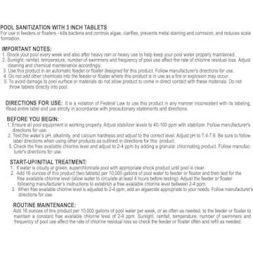 Pool Mate All-in-One 3 Inch Chlorine Tablets for Pool Care