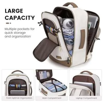 LOVEVOOK Travel Backpack for Women & Men, 45L Carry On Backpack, Personal Item Bag with 3 Packing Cubes, Business Weekender Overnight Luggage Daypack, Fits 18 Inch Laptop, Beige Grey