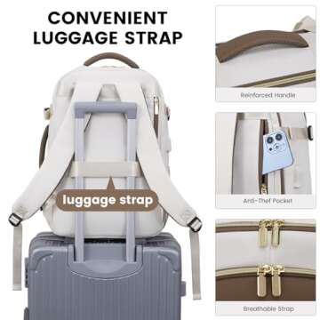LOVEVOOK Travel Backpack for Women & Men, 45L Carry On Backpack, Personal Item Bag with 3 Packing Cubes, Business Weekender Overnight Luggage Daypack, Fits 18 Inch Laptop, Beige Grey