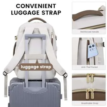 LOVEVOOK Travel Backpack for Women & Men, 45L Carry On Backpack, Personal Item Bag with 3 Packing Cubes, Business Weekender Overnight Luggage Daypack, Fits 18 Inch Laptop, Beige Grey