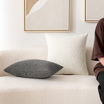 Woaboy Textured Boucle Throw Pillow Cover 24x24 Inch