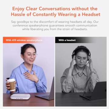 NUROUM A15 Bluetooth Conference Speaker and Microphone, Enhanced 360° Voice Pick up & Noise Canceli...