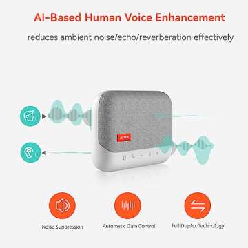 NUROUM A15 Bluetooth Conference Speaker and Microphone, Enhanced 360° Voice Pick up & Noise Canceling Computer Speakerphone with 4 MEMS Mics, Daisy Chain, w/Dongle, USB Plug & Play