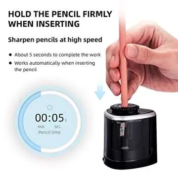 Aogwat Pencil Sharpener Electric Pencil Sharpener for Kids, Blade to Fast Sharpen, Suitable for No.2/School/Classroom/Office/Home (Black)