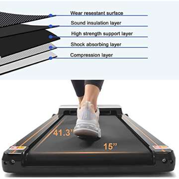 SHAREWIN Under Desk Electric Treadmill Motorized Exercise Machine, Remote Control and LED Display, Walking Jogging Machine for Home/Office Use