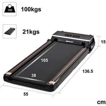 SHAREWIN Under Desk Electric Treadmill Motorized Exercise Machine, Remote Control and LED Display, Walking Jogging Machine for Home/Office Use