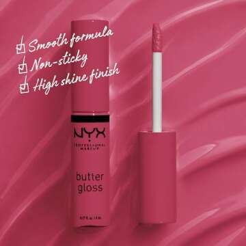 NYX PROFESSIONAL MAKEUP Butter Gloss, Non-Sticky Lip Gloss - Strawberry Cheesecake (Warm Pink)