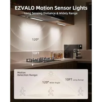 EZVALO Under Cabinet Lighting, Motion Sensor Night Light Indoor, 1900mAh Rechargeable Closet Lights ...