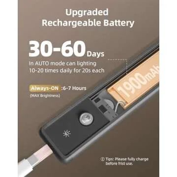 EZVALO Under Cabinet Lighting, Motion Sensor Night Light Indoor, 1900mAh Rechargeable Closet Lights Wireless, Decor Lights for Kitchen,Wardrobe,Bedroom,Pantry,Stairway(Grey,11.81in)