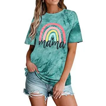 Chic Mama Shirt Women Rainbow Graphic Casual Tee