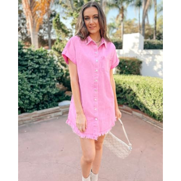 Stylish Luvamia Denim Midi Dress for Women Casual Chic