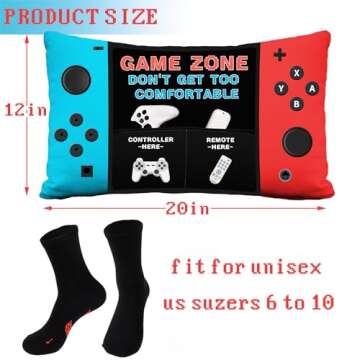 Undergo Gamer Gifts for Teenager - Novelty Socks & Throw Pillow Cover 20 x 12 inch - Video Game Love...