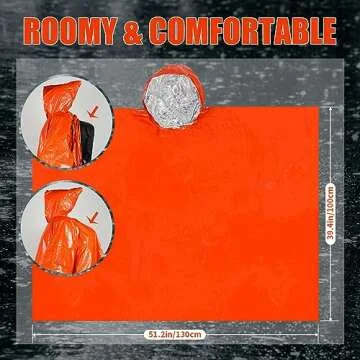 RHINO RESCUE Emergency Rain Poncho, Reflects 90% Heat