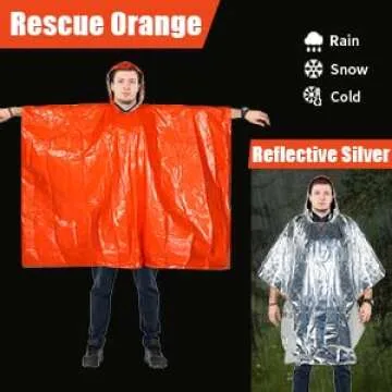 RHINO RESCUE Emergency Rain Poncho, Reflects 90% Heat