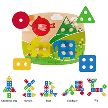 Dreampark Montessori Toys: Stacking Geometric Board for Toddlers