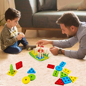 Dreampark Montessori Toys: Stacking Geometric Board for Toddlers
