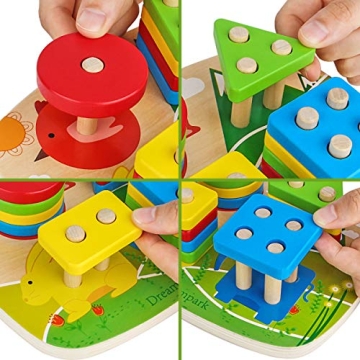 Dreampark Montessori Toys: Stacking Geometric Board for Toddlers