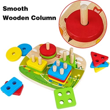 Dreampark Montessori Toys: Stacking Geometric Board for Toddlers