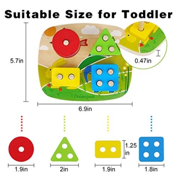 Dreampark Montessori Toys: Stacking Geometric Board for Toddlers