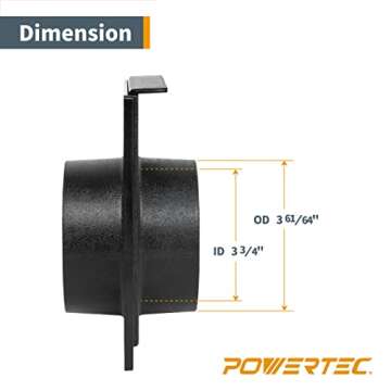 POWERTEC 70363 4 Inch Blast Gate with Dust Control Flex Cuff for Dust Collector/Vacuum Fittings