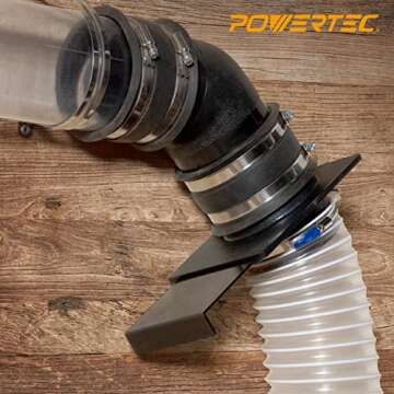 POWERTEC 70363 4 Inch Blast Gate with Dust Control Flex Cuff for Dust Collector/Vacuum Fittings
