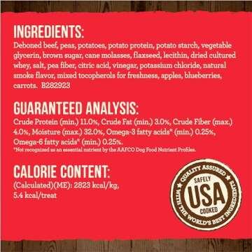 Merrick Power Bites Natural Soft And Chewy Real Meat Dog Treats, Grain Free Snack With Real Beef Recipe - 6 oz. Bag