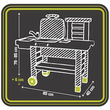Smoby Garden Kitchen - Outdoor 43 Accessory Play Set, Kids Ages 3+, Grill w/Retractable Magic Flames, Fryer & Sink w/Water Pump Function, Pretend Play