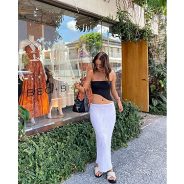 Stylish Meladyan Stretchy Knit Maxi Skirt for Women