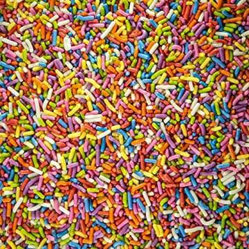 100% NATURAL RAINBOW SPRINKLES - NATURAL COLOR, DAIRY FREE, NUT FREE, GLUTEN FREE, SOY FREE, VEGAN, EGG FREE AND KOSHER ,1.5 LBS. CUPCAKE AND CAKE TOPPER,BULK CANDY, RESEALABLE CONTAINER,COLORFUL