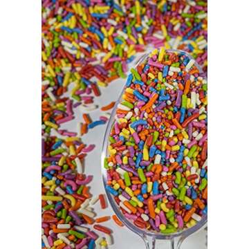 100% NATURAL RAINBOW SPRINKLES - NATURAL COLOR, DAIRY FREE, NUT FREE, GLUTEN FREE, SOY FREE, VEGAN, EGG FREE AND KOSHER ,1.5 LBS. CUPCAKE AND CAKE TOPPER,BULK CANDY, RESEALABLE CONTAINER,COLORFUL